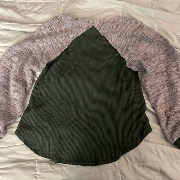 Free People We The Free Raglan Waffle Knit Colorblock Henley Large - Picture 6 of 10